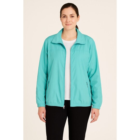 Koret Women’s L Aqua Blue Zip Front Lightweight Jacket Polyester Cotton Lined Vt - Picture 6 of 6